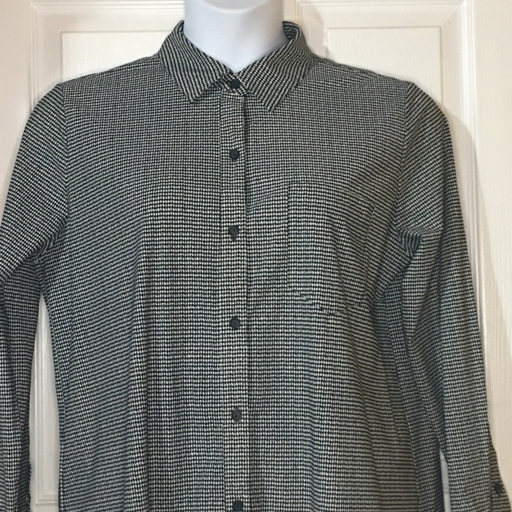 LYSSE Houndstooth Print Button Down Blouse - image 2